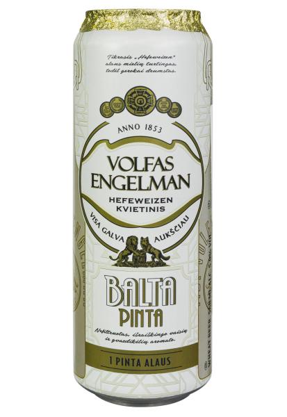 Пиво Volfas Engelman Balta Pinta 5% пшеничное ж/б 0.568 л фото пиво volfas engelman balta pinta 5% пшеничное ж/б 0.568 л