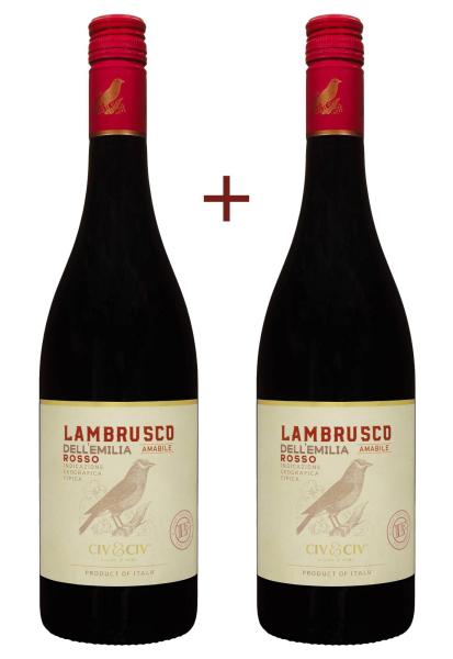 Набор вина Civ&Civ Lambrusco dell'emilia Rosso Amabile Красное Полусладкое 0.75 (набор 2 х 0.75 л) фото набор вина civ&civ lambrusco dell'emilia rosso amabile красное полусладкое 0.75 (набор 2 х 0.75 л)