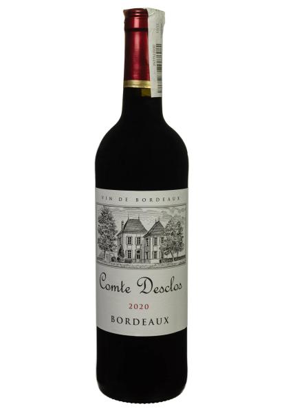 Comte Desclos 2020 Bordeaux Rouge AOP Красное Сухое 0.75 л фото comte desclos 2020 bordeaux rouge aop красное сухое 0.75 л