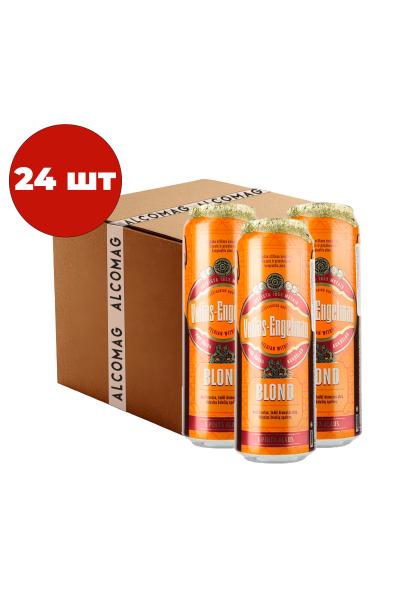 Упаковка Пиво Volfas Engelman Blond ( светлое нефильтр. пшеничное ж/б 0.568 л 24 шт)