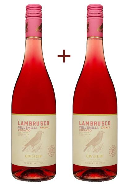 Набор вина Civ&Civ Lambrusco dell'emilia Rosato Amabile Розовое Полусладкое 0.75  (набор 2 х 0.75 л) фото набор вина civ&civ lambrusco dell'emilia rosato amabile розовое полусладкое 0.75  (набор 2 х 0.75 л)