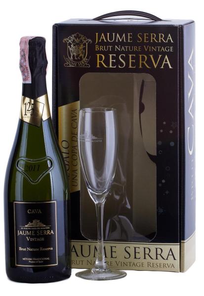 Cava Jaume Serra Brut Nature Reserva + бокал белое 0.75 л фото cava jaume serra brut nature reserva + бокал белое 0.75 л