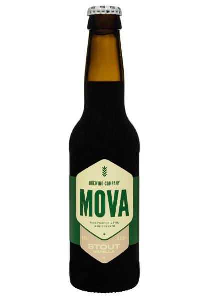 Пиво MOVA Stout Vanilla 4,9% темное 0.33 л фото пиво mova stout vanilla 4,9% темное 0.33 л