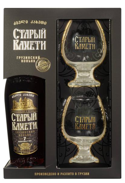Коньяк Старый Кахети 7 лет с 2 бокалами 0.5 л фото коньяк старый кахети 7 лет с 2 бокалами 0.5 л