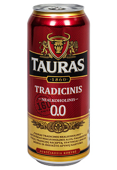 Пиво Tauras Tradicinis б/а ж/б 0.5  пиво tauras tradicinis б/а ж/б 0.5