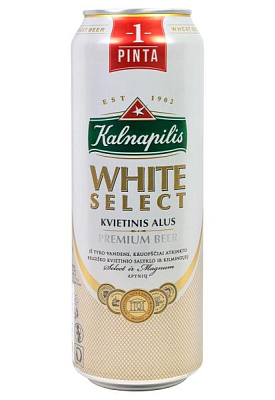 пиво kalnapilis white select 5% ж/б 0.568 л