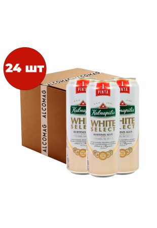 Упаковка Пиво Kalnapilis White Select ( светлое ж/б 0.568 л 24 шт )