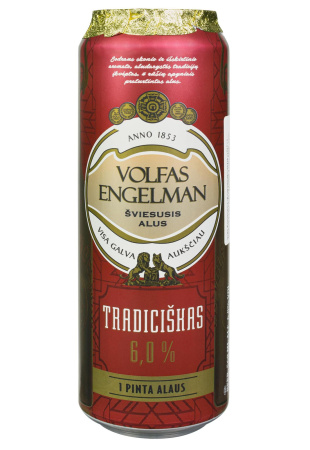 Пиво Volfas Engelman Tradiciskas 6% светлое ж/б 0.568 л