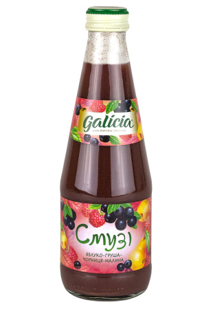 Сок Galicia с мякотью Смузи Черника-Малина (стекло) 0.3л