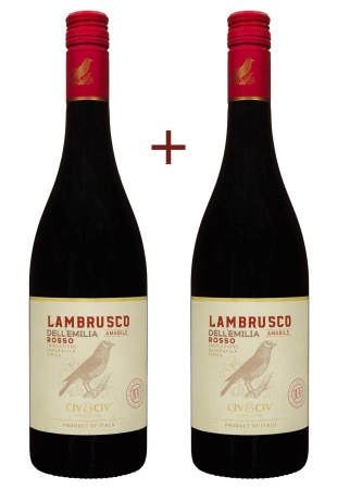 Набор вина Civ&Civ Lambrusco dell'emilia Rosso Amabile Красное Полусладкое 0.75 (набор 2 х 0.75 л)