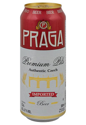 пиво praga premium pils 4,7% светлое ж/б 0.5 л