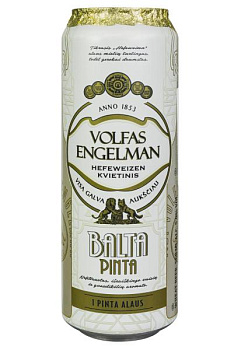 Пиво Volfas Engelman Balta Pinta 5% пшеничне з/б 0.568 л пиво volfas engelman balta pinta 5% пшеничное ж/б 0.568 л