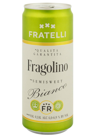Напиток винный Fratelli Fragolino Bianco Белый Полусладкий ж/б 0.33 л