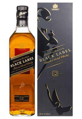 виски johnnie walker black label 12 y.o. в коробке 0.7л