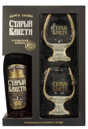 Коньяк Старый Кахети 7 лет с 2 бокалами 0.5 л фото Коньяк Старый Кахети 7 лет с 2 бокалами 0.5 л
