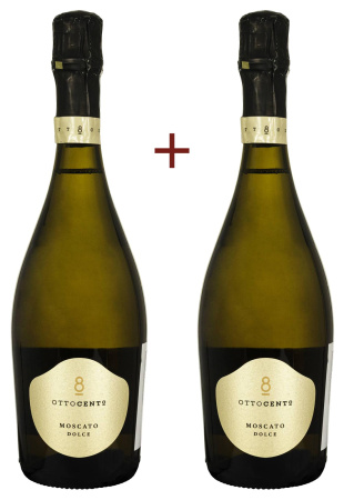 Набор Вина Moscato Dolce Ottocento 800 Белое Сладкое 0.75 ( набор 2 х 0.75 л)
