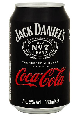 напиток слабоалкогольный jack daniel's & coca-cola 5% ж/б 0.33 л