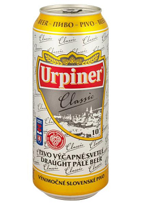 пиво urpiner classic 10 светлое пастеризованное ж/б 0.5 л