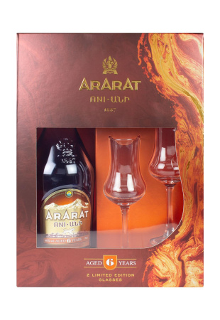 Бренди АрАрАт Ани 6 лет с бокалами 0.7 л