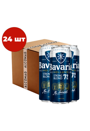 Упаковка Пиво Bavaria Holland Strong Blond ( светлое ж/б 0.5 л 24 шт )
