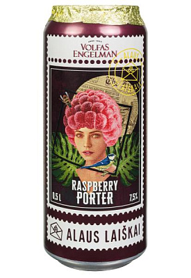пиво volfas engelman raspberry porter 7,5% темное ж/б 0.5 л