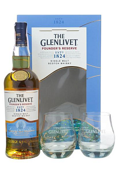 Віскі The Glenlivet Founder's Reserve з келихами 0.7 л виски the glenlivet founder's reserve с бокалами 0.7 л
