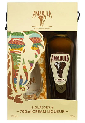 ликер amarula с бокалами 0.7 л 