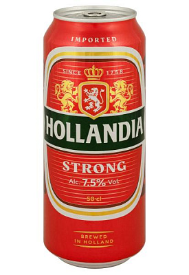 пиво hollandia strong 7,5% ж/б 0.5 л