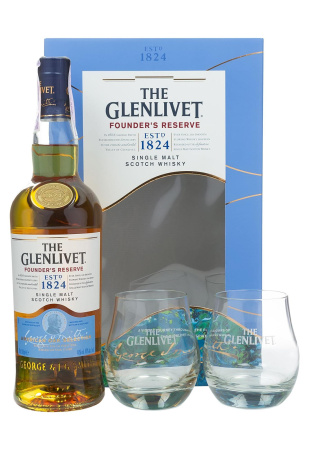 Виски The Glenlivet Founder's Reserve с бокалами 0.7 л