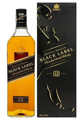 виски johnnie walker black label 12 y.o. в коробке 1 л