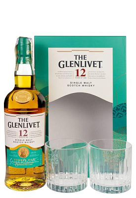 виски the glenlivet 12 y.o. с бокалами 0.7 л