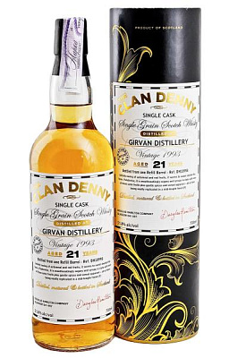 виски clan denny grain whisky girvan 21 y.o. в тубусе 0.7 л