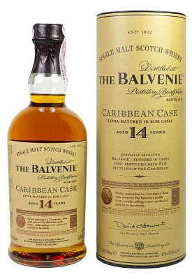 виски balvenie caribbean cask 14 y.o. в тубусе 0.7 л