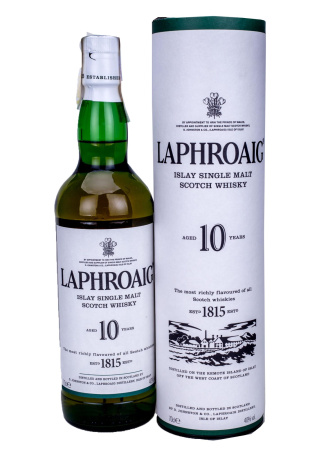 Виски Laphroaig 10 y.o. в тубусе 0.7 л