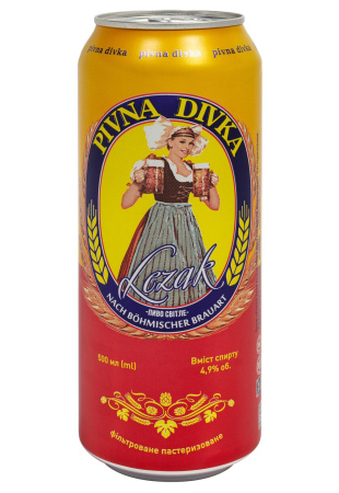 Пиво PIVNA DIVKA 4.9% светлое ж/б 0.5 л