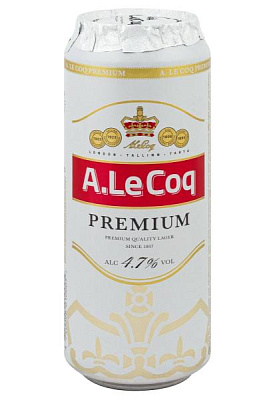 пиво a. le coq premium светлое 4,7% ж/б 0.5 л