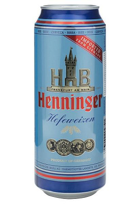 пиво henninger hefeweizen 4,8% ж/б 0.5 л