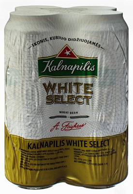 пиво kalnapilis white select мультипак 5% ж/б 4*0.568 л