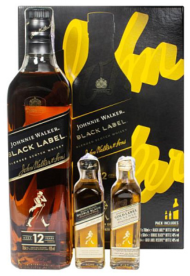 набор виски johnnie walker black label 12 y.o. 0.7 л