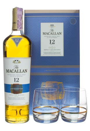 Виски Macallan Triple Cask 12 y.o. с бокалами 0.7л