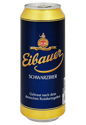 пиво eibauer schwarzbier темное пастер. ж/б 0.5 л