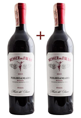 набор вина messer del fauno negroamaro puglia igt красное сухое 0.75 (набор 2 х 0.75 л)
