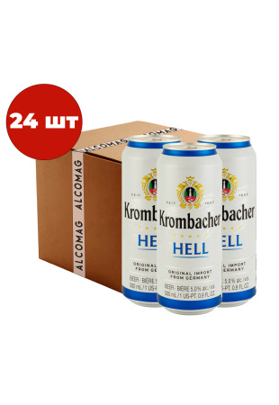 Упаковка Пиво Krombacher Hell ( светлое ж/б 0.5 л 24 шт )