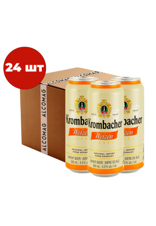 Упаковка Пиво Krombacher ( светлое пшеничное ж/б 0.5 л 24 шт )