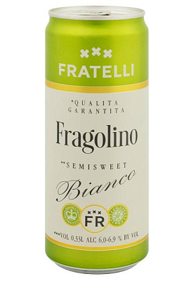 напиток винный fratelli fragolino bianco белый полусладкий ж/б 0.33 л