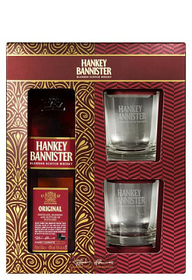 виски hankey bannister original 3 y.o.с бокалами в коробке 0.7 л 