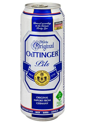 пиво oettinger pils 4,7% светлое ж/б 0.5 л