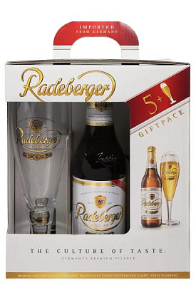 набор пиво radeberger светлое 4.8% 5 шт с бокалом 0.33 л