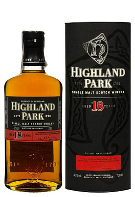 виски highland park 18 y.o. в тубусе 0.7 л