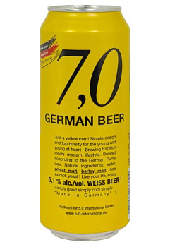 Пиво 7.0 German Beer Weissbier 5,1% светлое н/ф ж/б 0.5 л пиво 7.0 german beer weissbier 5,1% светлое н/ф ж/б 0.5 л